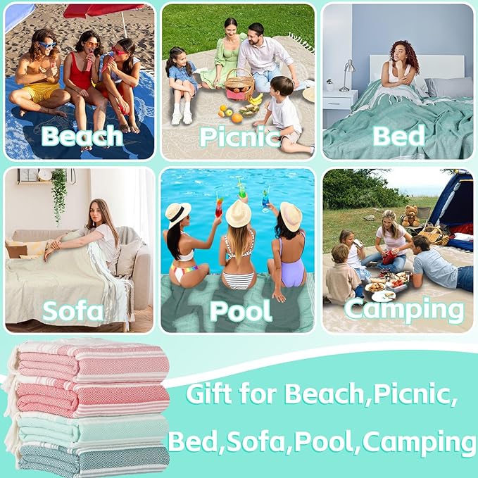 Oversized Turkish Beach Towel Blanket Cotton Giant XL Sandproof Towels Huge Linen XXL Extra Large Big Throw Quilt Blankets for Adults Blue Turtle