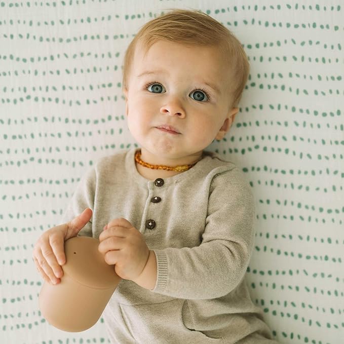 Little Unicorn Premium Crib Sheet | Breathable & Super-Soft Muslin Fabric (Stone Stripe)