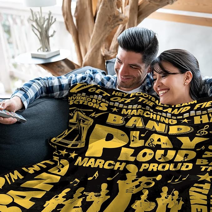 Marching Band Gifts Blanket for Teens, Band Director Gifts for Marching Band Students, Band Flannel Blanket for Men/Women, Rock Band Blanket 50 * 60" Birthday Thanksgiving Gift