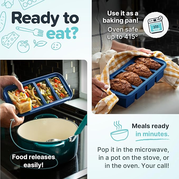 Souper Cubes 2 Tbsp. Silicone Freezer Molds - Perfect for Storing Garlic, Herbs, Ginger, Pesto, Tomato Paste, Lemon Juice, Purees and More - Silicone Baby Food Freezer Tray - Blueberry – 1-Pack