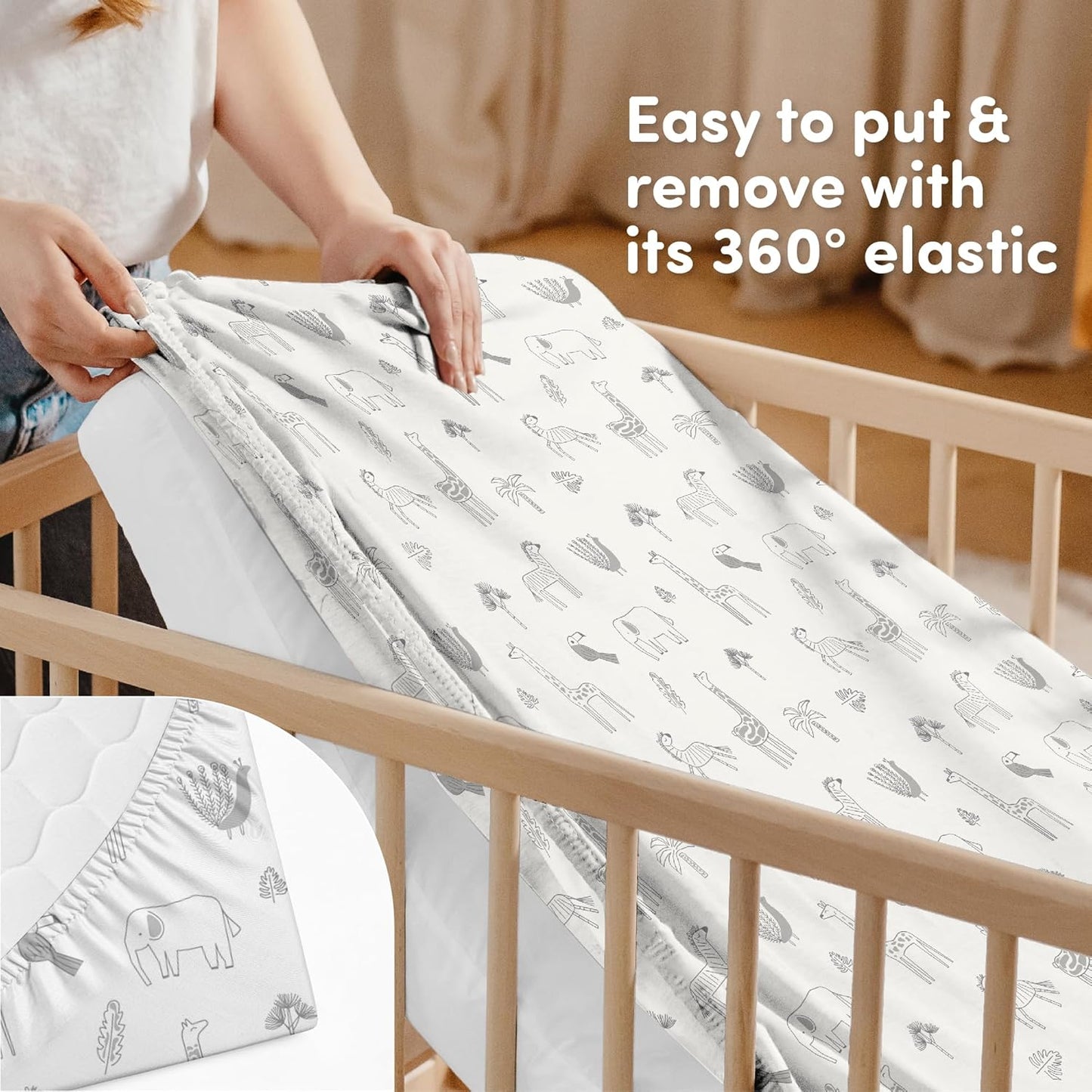 Sweety Fox 2-Pack Crib Sheets - Soft Jersey Cotton Fitted Sheets for Boys and Girls, Mini Crib Sheets, Toddler Bed Sheets (Savanna)