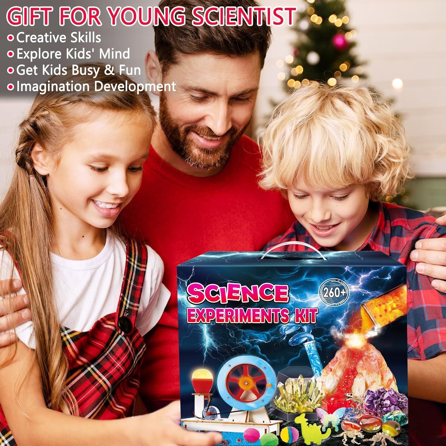 UNGLINGA 260+ Experiments Science Kits for Kids, S.T.E.M Science Projects, Chemistry Set, Christmas Birthday Toys Gifts Idea for Boys Girls, Dig Volcano Gemstones, Educational Scientist Set