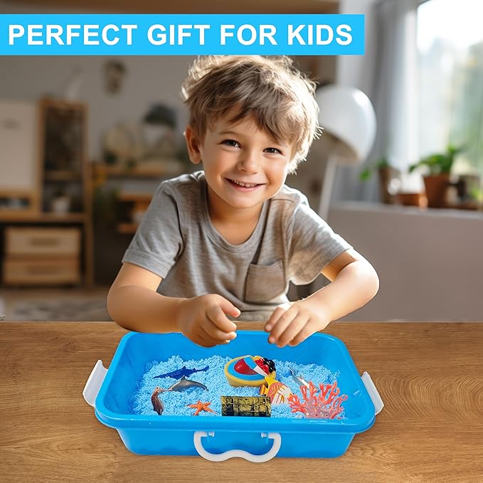 Ocean Sensory Bin, Ocean Sensory Water Toys with Sea Animal for Toddlers Boys and Girls, Kids Toys Gift Sand Box for Age 3 4 5 6 7 8