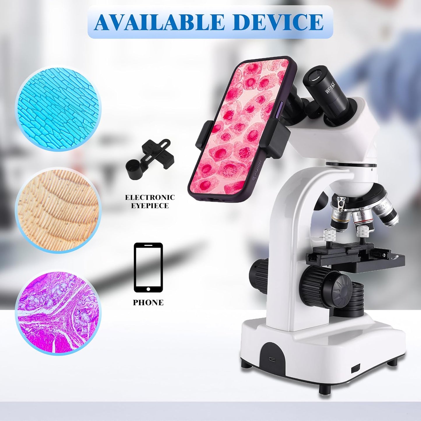 Binocular Microscope for Adults Kids Students, 64X-6000X Microscopes, 3 Objective Lens, Metal-Body Dual LED Illumination, Biological Compound Microscope Kit for School Lab, Homeschool