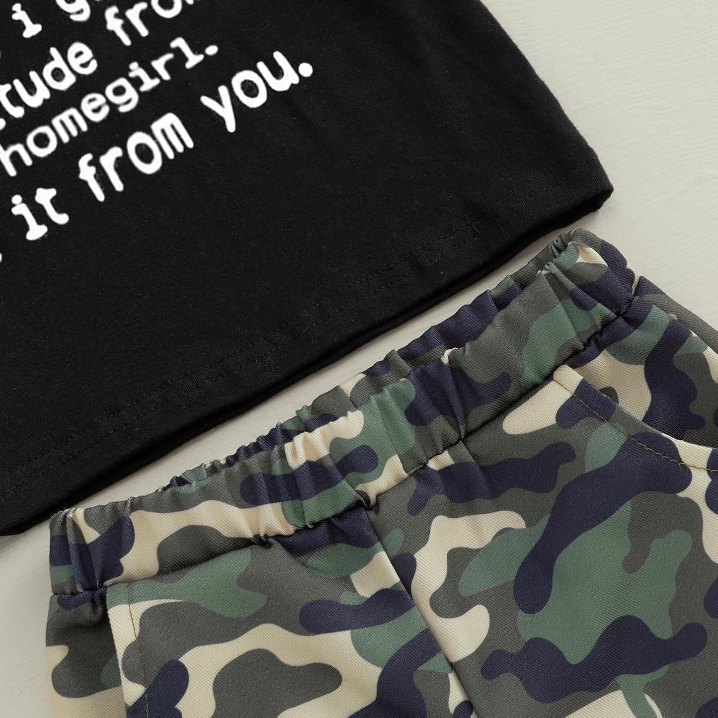 wdehow Toddler Kids Baby Boy Summer Clothes Sets 1T 2T 3T 4T 5T Letter Print Short Sleeve Tops Camouflage Shorts Outfits