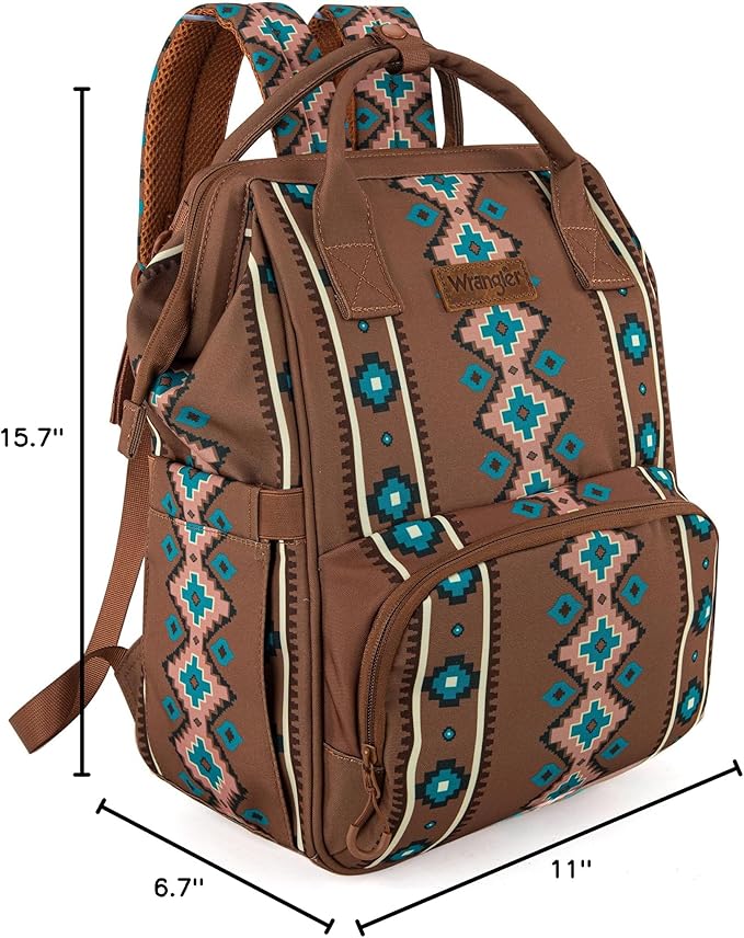 Montana West Wrangler Callie Diaper Bag Backpack with Stroller Straps Multifunction Baby Travel Bag WG2204-9110DBR