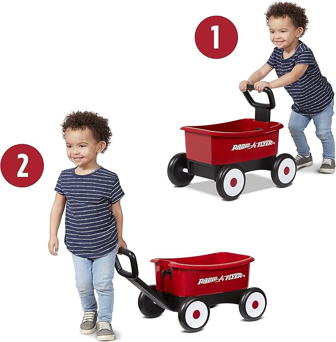 Baby Walker Wagon, Baby Toy Cart, Wagon for Kids, Toddler Toys 1-2, Radio Flyer Push & Pull Walker, Red, for Ages 1-4 Years