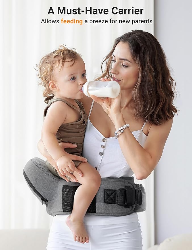 besrey Toddler Hip Carrier - Side Baby Carrier, Up to 44lb, Dad Infant Carrier Hipseat (Grey)