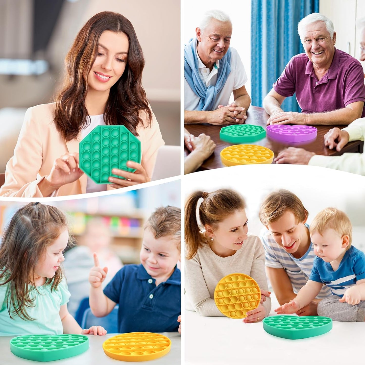 4 Pack Pop it Fidget Toys, Silicone Push Pop Fidget Toy for Kids & Adults, Stress Relief Bubble Toys for Learning Education Office Classroom ect