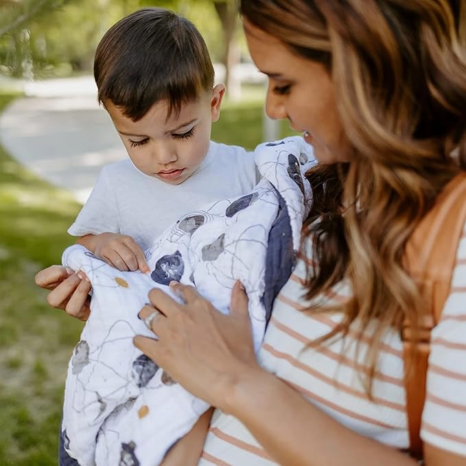 Little Unicorn Newborn Receiving Quilt | Ultra- Soft, Multi-Layered Muslin Fabric | Gift for Newborns & on-The-go (Planetary)