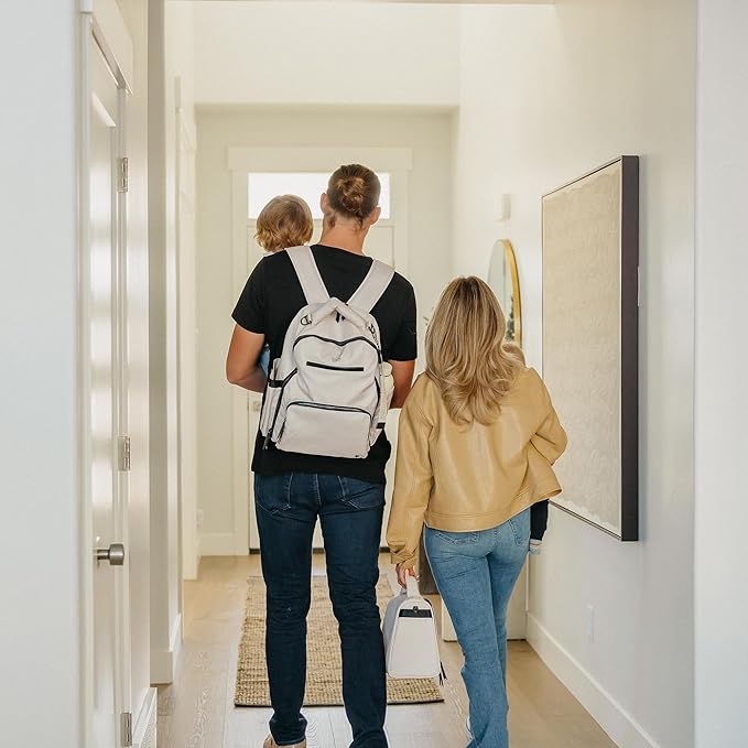 JuJuBe x Witney Carson - New Classic Diaper Bag Backpack with Portable Changing Pad, Stroller Straps, Large Travel Backpack, Carrying Baby Bottles, Wipes, Diapers, Cloud, Mothers Day Gift