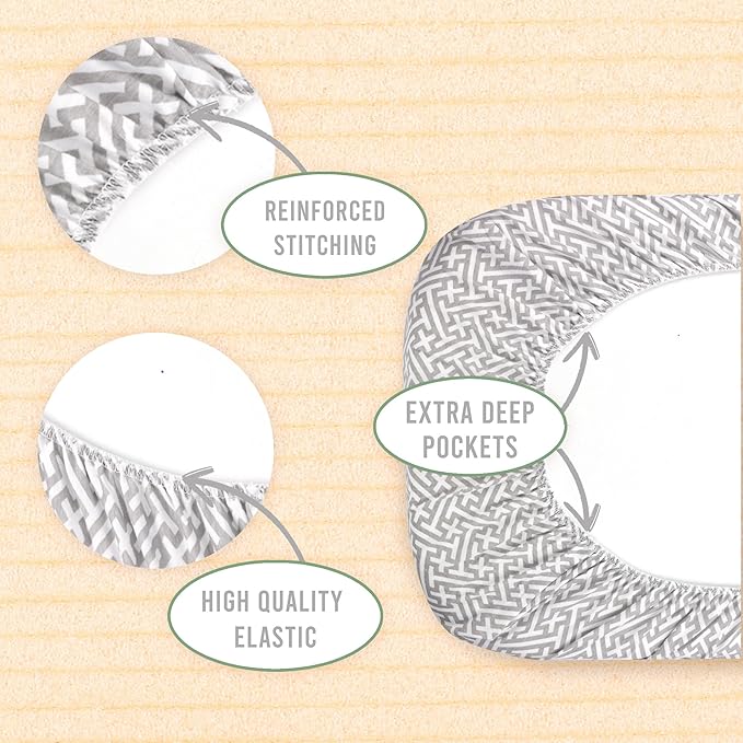 2-Pack Organic Fitted Bassinet Sheets, Compatible with Halo, Snoo, Graco, Dream On Me, Delta, and Other Standard Size Bassinets - Fits Oval, Hourglass, & Rectangle Shapes (Size 32 x 16 x 4 Inches)