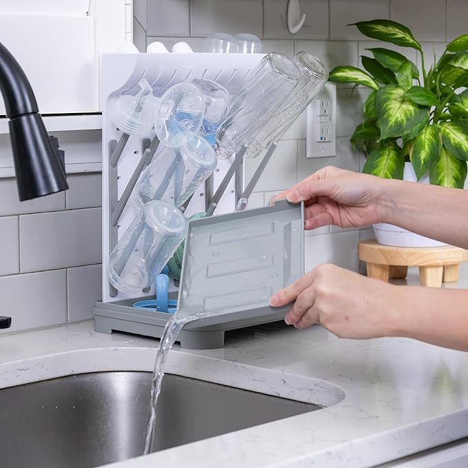 Baby Bottle Drying Rack – Large Vertical Bottle Dryer for 15 Bottles, Space-Saving Countertop Rack for Baby Bottles & Accessories, Compact Holder for Newborn Essentials