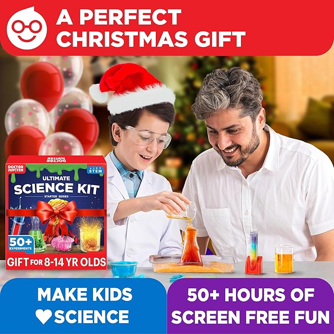 Doctor Jupiter Ultimate Science Kit, Chemistry Set for Kids Ages 8-10-12-14 | Birthday Gift Ideas for Boys & Girls 8,9,10+ Years Old | STEM Toy with 50+ Experiments | Learning & Educational Projects