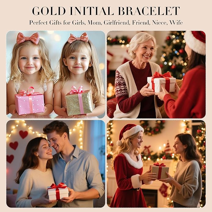 Gold Initial Bracelets for Women Girls - 18K Gold Plated A-Z Initial Bracelet Dainty Knot Bracelet Gold Bracelets for Women Teen Girl Gifts Trendy Stuff