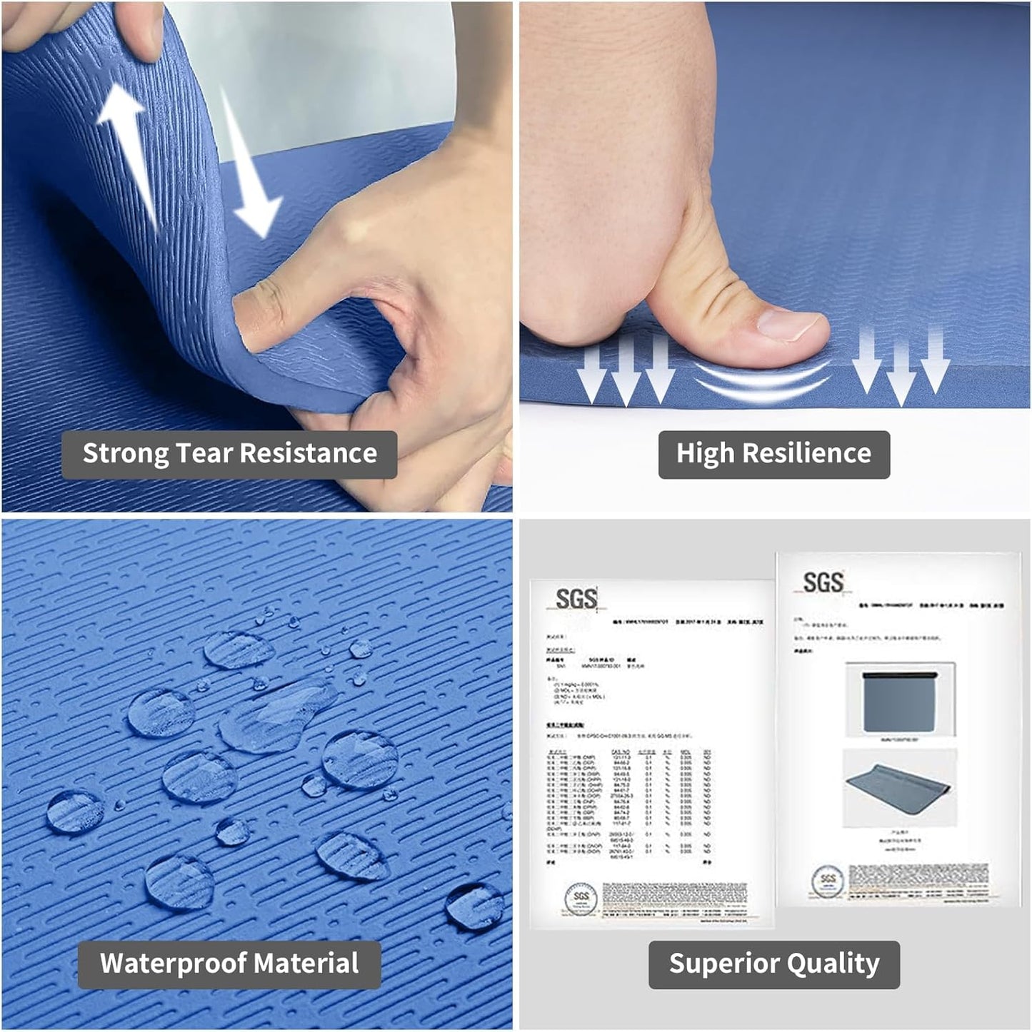 Hatha Yoga Extra Long TPE Yoga Mat 79" x 40” x 1/2" Thick Non-slip Exercise Mat for Home Gym Use, Yoga, Pilates, Fitness & Workouts