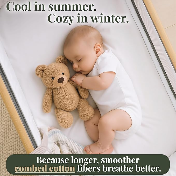 Bassinet Sheets 33x20 – Thickest GOTS Certified 100% Organic Cotton, Made in Turkey, for Baby Delight Beside Me Dreamer, Maxi-COSI Iora, 2-Pack Bedside Sleeper Rectangle Mattresses, Angelbliss Baby