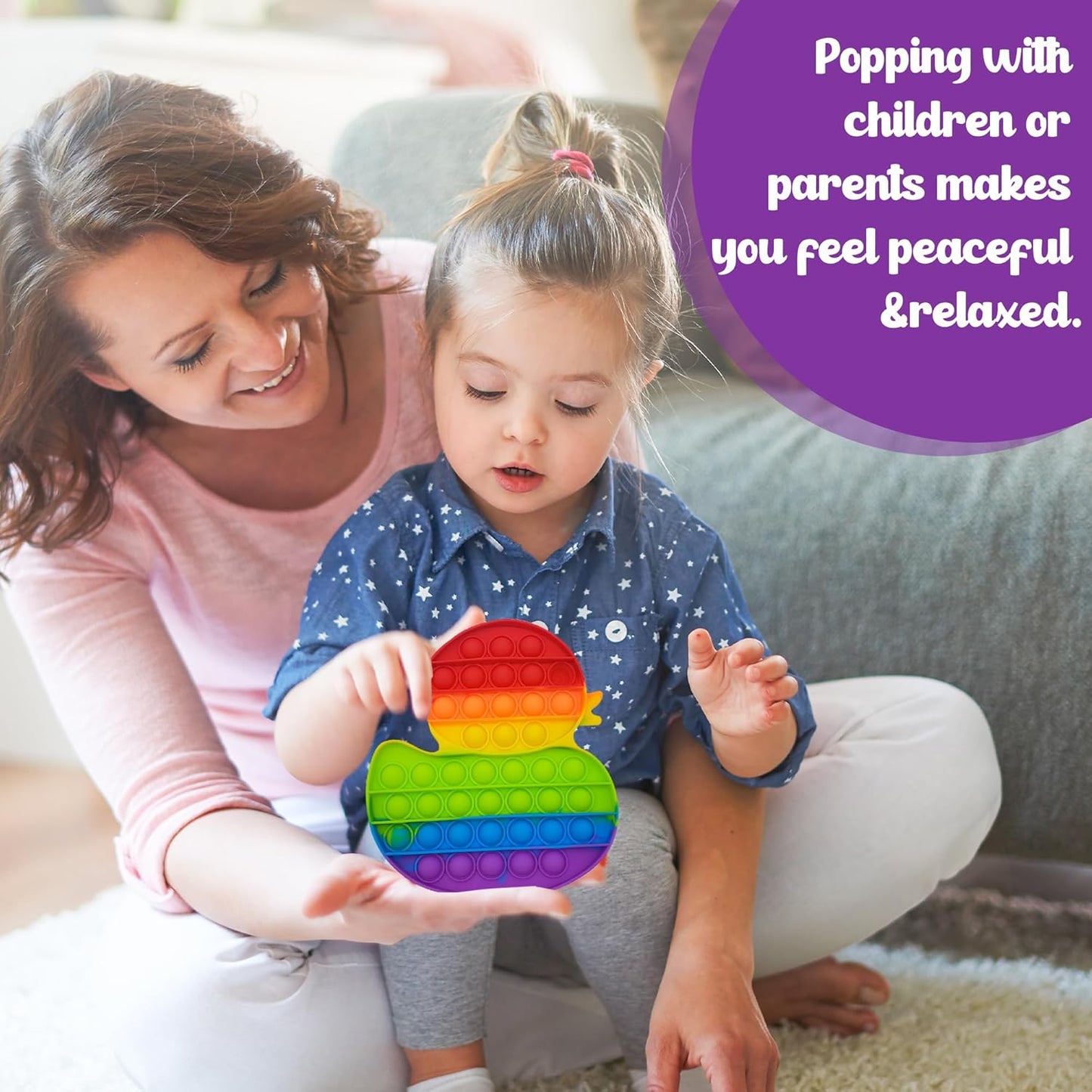 Animals Pop Fidget Toys Set, Silicone Rainbow Dinosaur Popper Fidget Set for Children, Sensory Squeeze Toys Stress Reliever Tool for Kids Adult ADHD Lion, Tiger, Horse and Duck 4 Pack