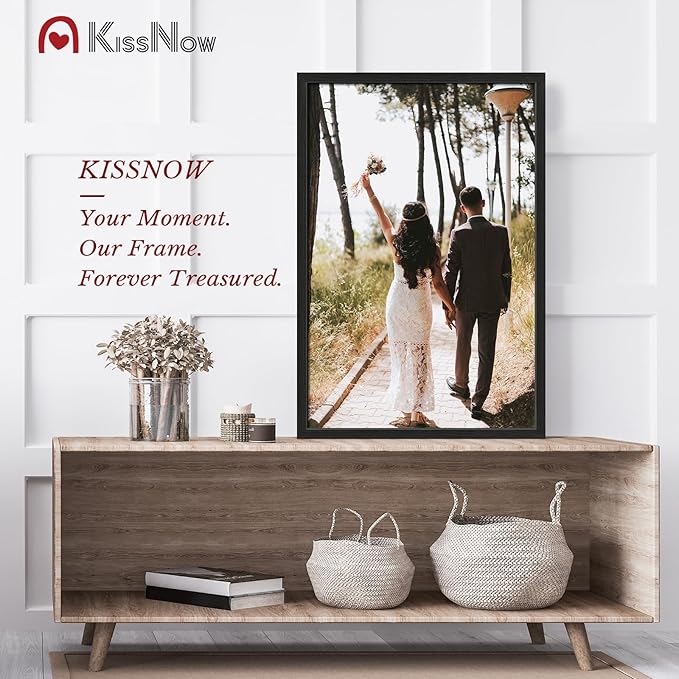 24x36 Poster Frame 2 Pack, Textured Black Solid Wood Picture Frame, Wall Hanging