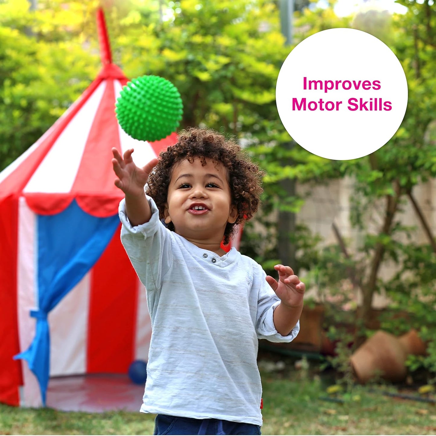 Edushape Original Sensory Ball for Baby - 4" Deflated with Pump - Solid Primary Color - Enhances Gross Motor Skills for Kids 6 Months & Up