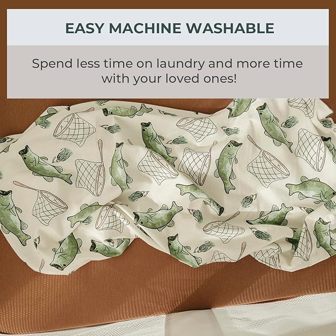 Pobibaby – 2 Pack Bassinet Sheets Boy, Bassinet Sheets Cotton for Neutral Nursery for Standard Rectangle Bassinets – Ultra-Soft Jersey Knit, Safe and Snug for Baby (Gone Fishing)