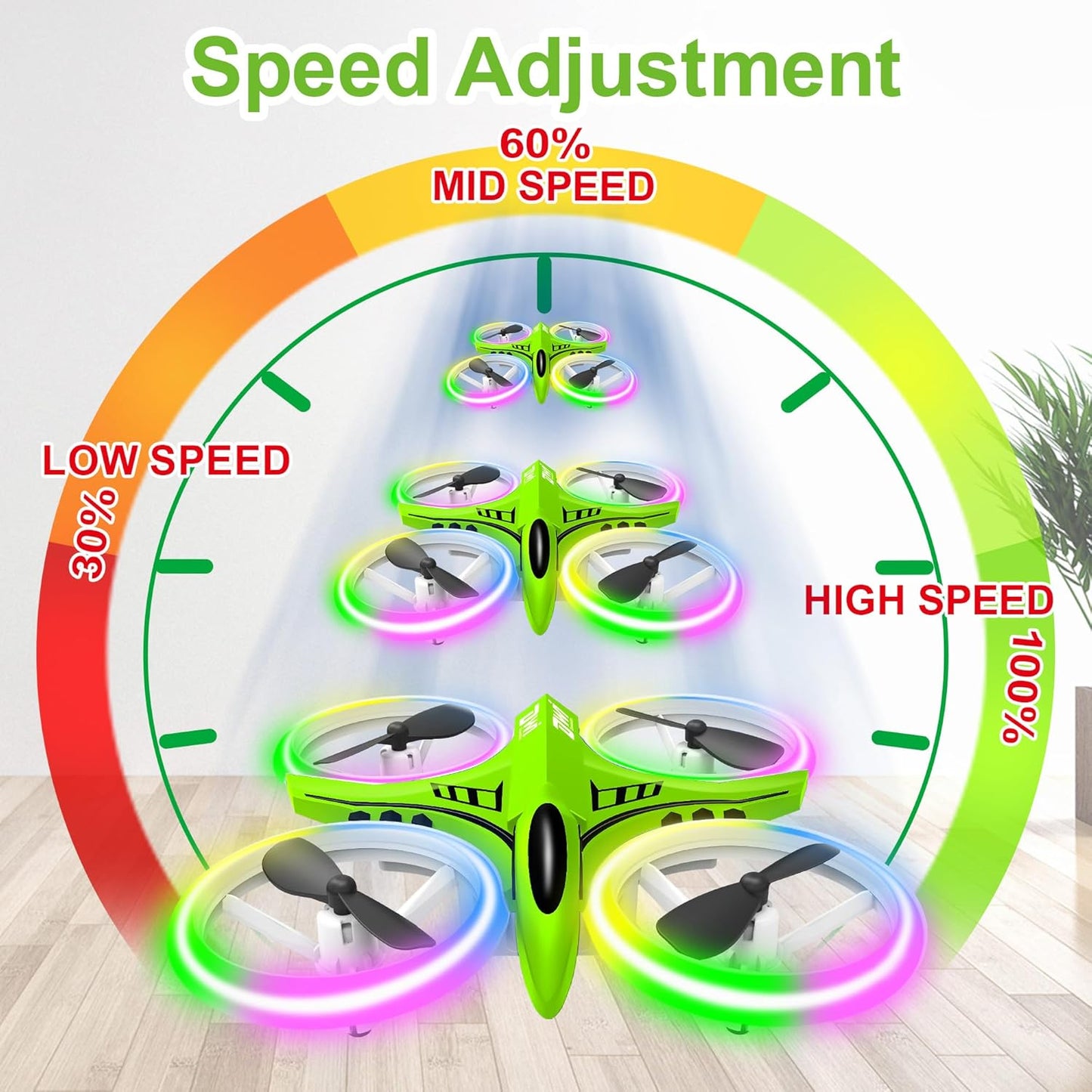 Dwi Dowellin Mini Drone for Kids Crash Proof LED Night Lights One Key Take Off Landing Flips RC Remote Control Small Flying Toys Drones for Beginners Boys and Girls Adults Nano Quadcopter, Green