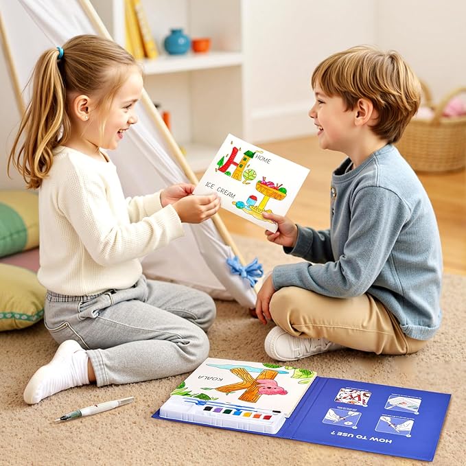 JoyCat Paint with Water Coloring Books for Toddlers, Watercolor Painting Sets for Kids Ages 3-5 4-8, Arts and Crafts Drawing Activities Toy Birthday Gift for Boys Girls (Alphabet)