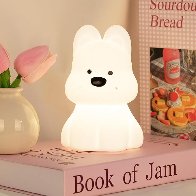 Night Light for Kids, Rechargeable Dimmable Silicone LED Nightlight with 7 Colors, Baby Nursery Night Lamp, Touch Squishy Lamp, Cute Gifts for Girls, Boys, Toddler Room Decor, Dog