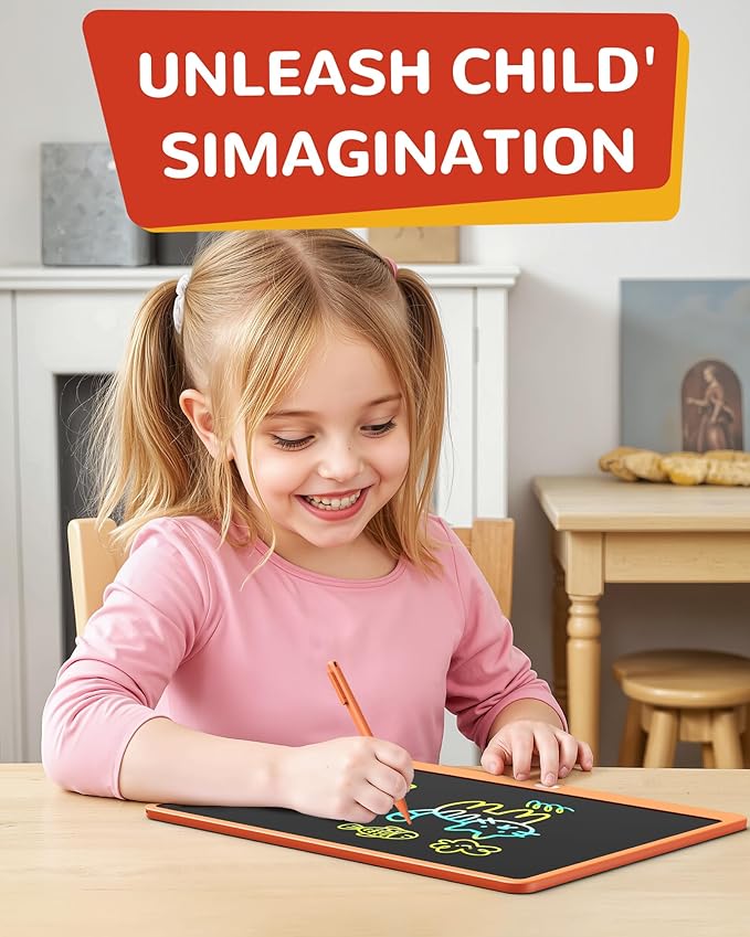 KOKODI LCD Writing Tablet, 16 Inch Colorful Toddler Doodle Board Drawing Tablet, Erasable Reusable Electronic Drawing Pads, Educational and Learning Toy for 3-6 Years Old Boy and Girls(Orange)
