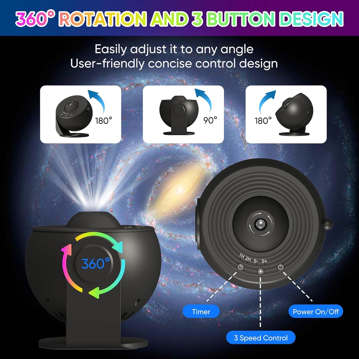 Galaxy Projector, 13 in 1 HD Planetarium Star Projector for Bedroom, 360 Rotating Star Projector Light with Adjustable Knob and Timer for Kids, Ceiling, Gifts, Room Decoration