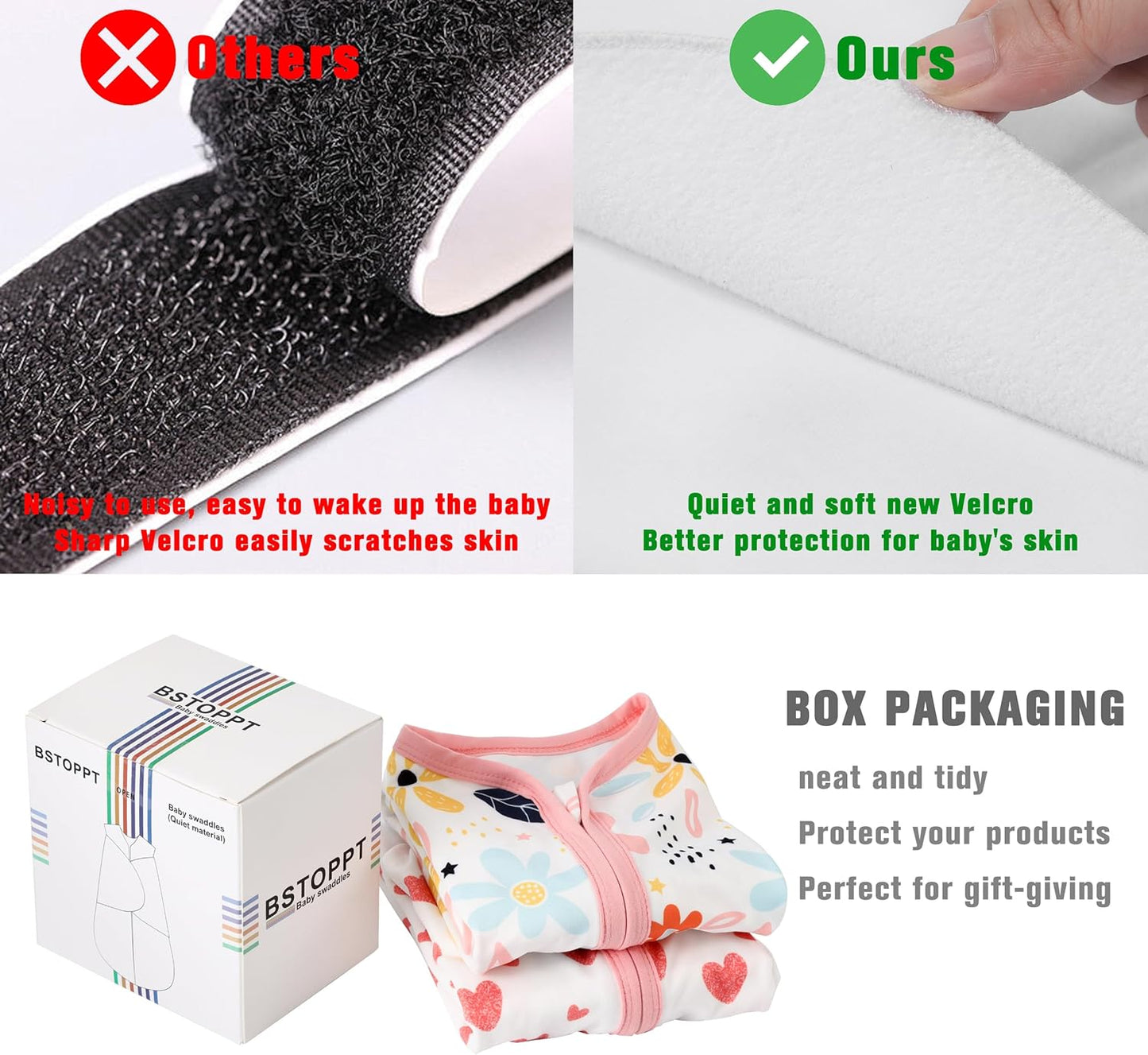 Newborn Sleep Sack Baby Swaddle,3-6 Months,3-Way Adjustable Wearable Blanket,100% Rayon Cotton Swaddling Sleeping Bag,TOG 0.5(Heart&Floral)