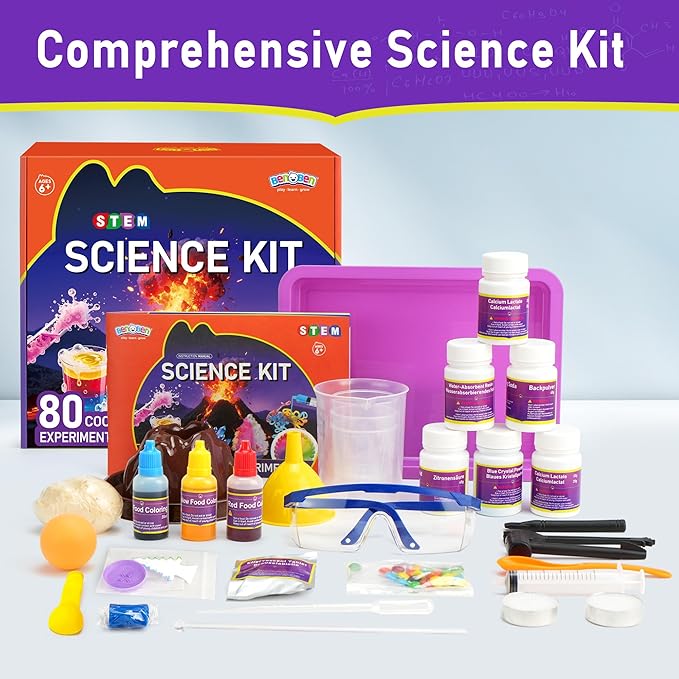 BenBen Science Kits for Kids Age 8-12, 80 Experiments Educational Toy, STEM Toys for 6 7 8 Year Old Boys Girls Birthday Gift, Volcano Science Kit, Chemistry Set for Homeschooling