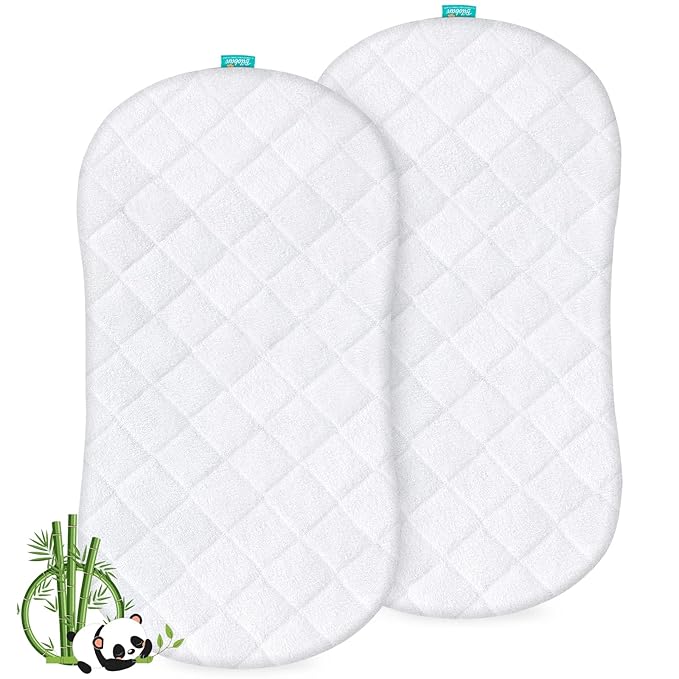 Bassinet Mattress Protector, Universal Fit for Halo Bassinest Swivel and Hourglass/Oval Bassinet Mattress, Ultra Soft Waterproof and Breathable, 2 Pack