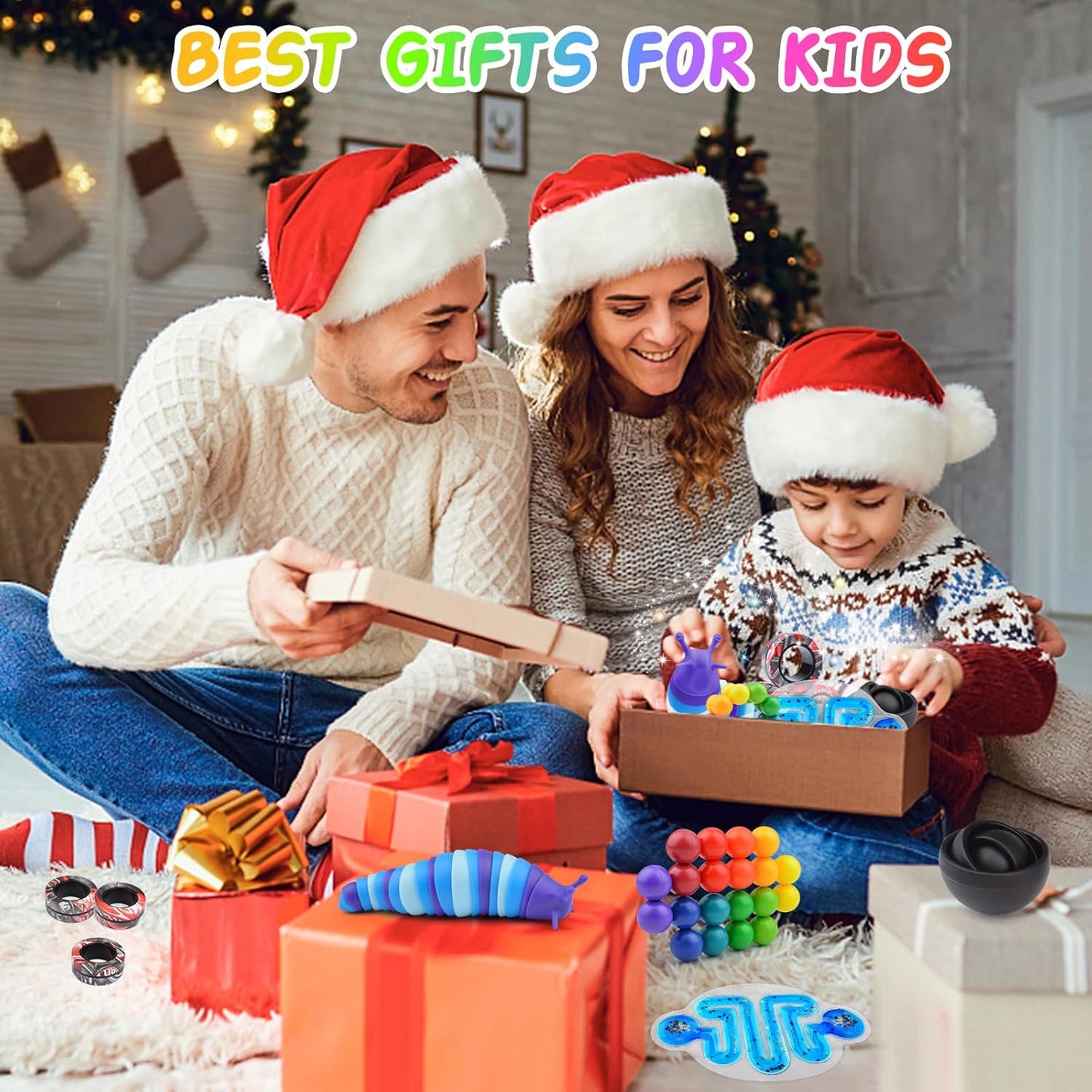 Cevioce 15Pcs Fidget Toys Adults Pack,Autism Sensory Toys with Fidget Spinner Slug Magnetic Rings,Squishy Figette Toys,Cool Gadget for Boys Teens ADHD Stress Relief,Basket Stuffer for Kids(BBB)