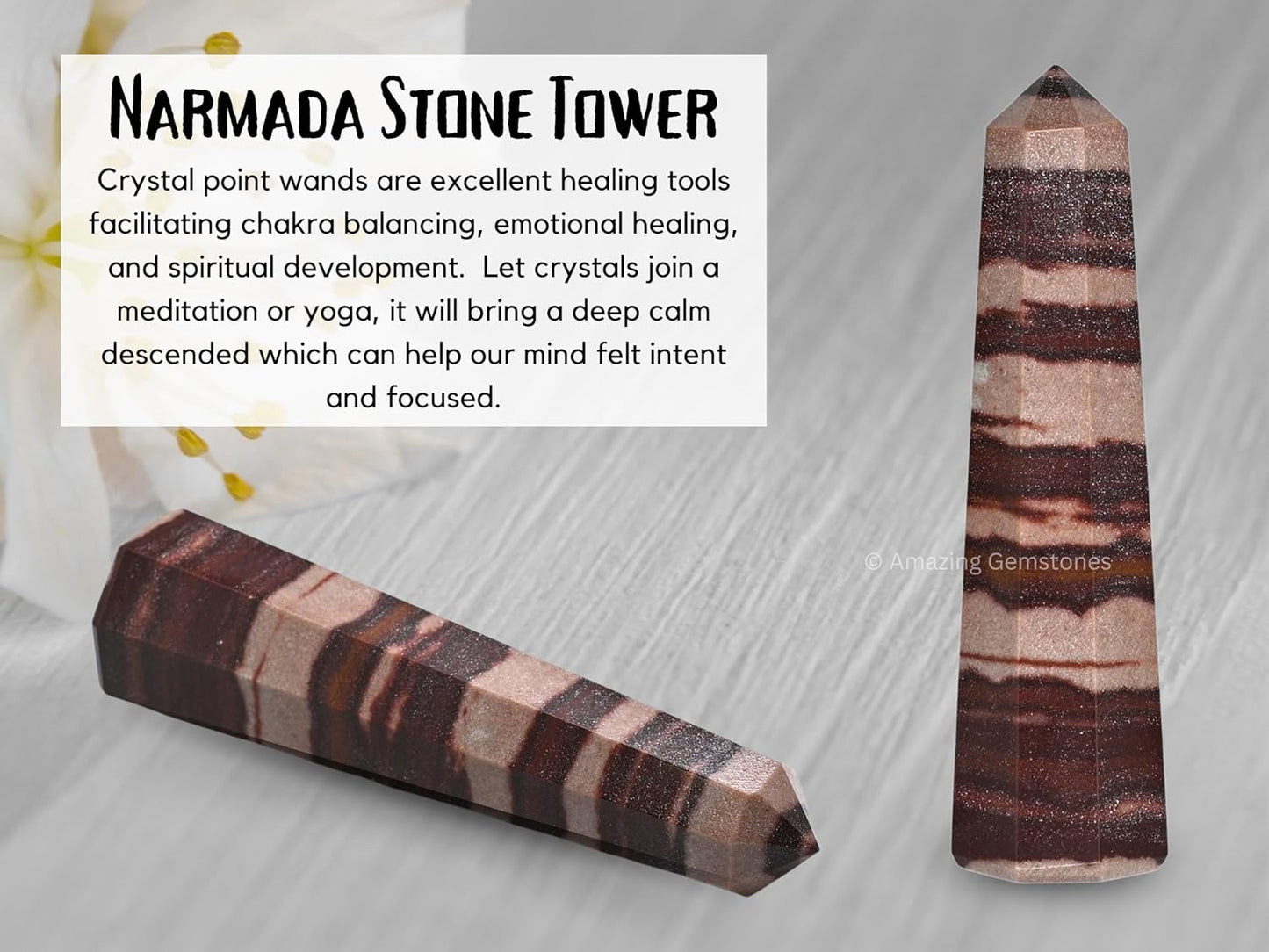 Amazing Gemstone Narmada Shiva Lingam Crystal Towers ~ Natural Healing Crystal Point Obelisk for Reiki Healing and Crystal Grid (3- Inch)