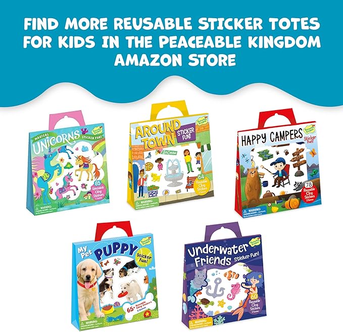 Peaceable Kingdom Press Sticker Fun! At The Zoo Reusable Sticker Tote