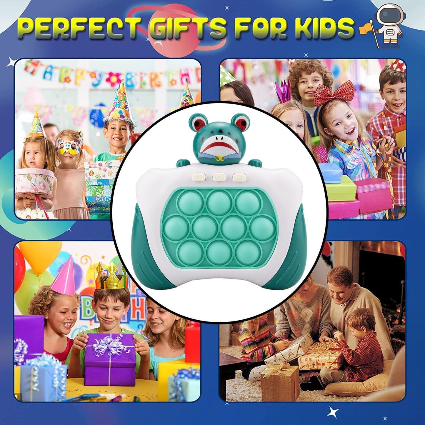 Fast Push Bubbles Pop Fidget Toy It Game, Quick Push Light Up Pop Interactive Sensory Toy, Fast Push Button Game for Kids Adult, Stress Relief Handheld Game Present Toy for 3 4 5 6 7 Year Boy Girl