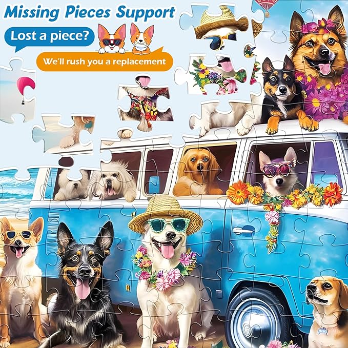 100 Piece Puzzles for Kids Ages 4-8,Kids Puzzles Ages 4-6 6-8 Jigsaw Puzzles for 4 6 8 Year Old Kid 100 Piece Puzzle for Adult Senior Dog Animals Beach Puzzle Easy Jigsaw Puzzle Games Gift