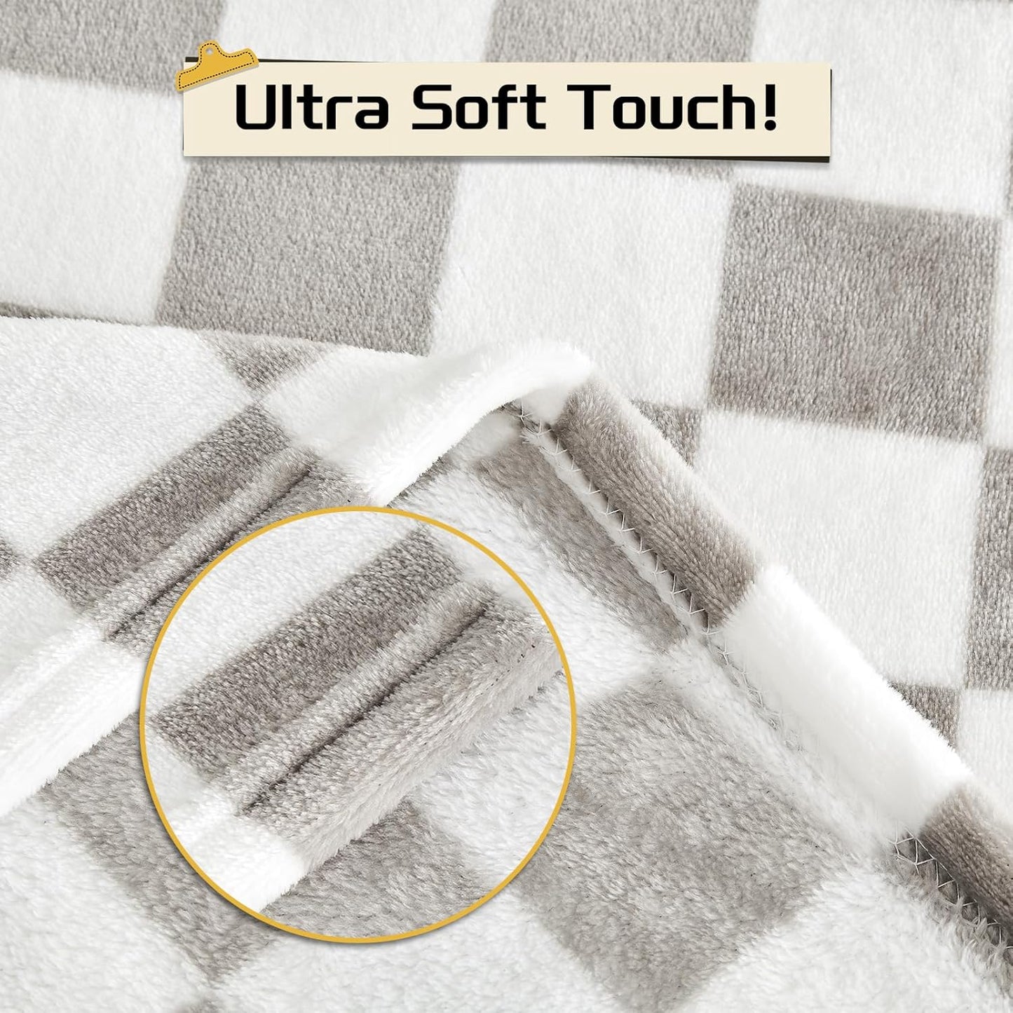 Yurhap Checkered Baby Blanket Fleece Baby Blankets Neutral for Boys Girls, Super Soft Warm Lightweight Infant Toddler Newborn Receiving Gifts for Crib Stroller, 30x40 Inch, Greige