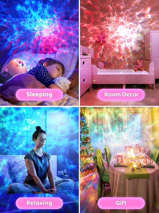 Galaxy Projector for Bedroom, 15 Colors Star Projector Galaxy Light Projector, Bluetooth Speaker Star Night Light Projector for Bedroom, 15 White Noise Nebula Projector, Remote Stars for Ceiling