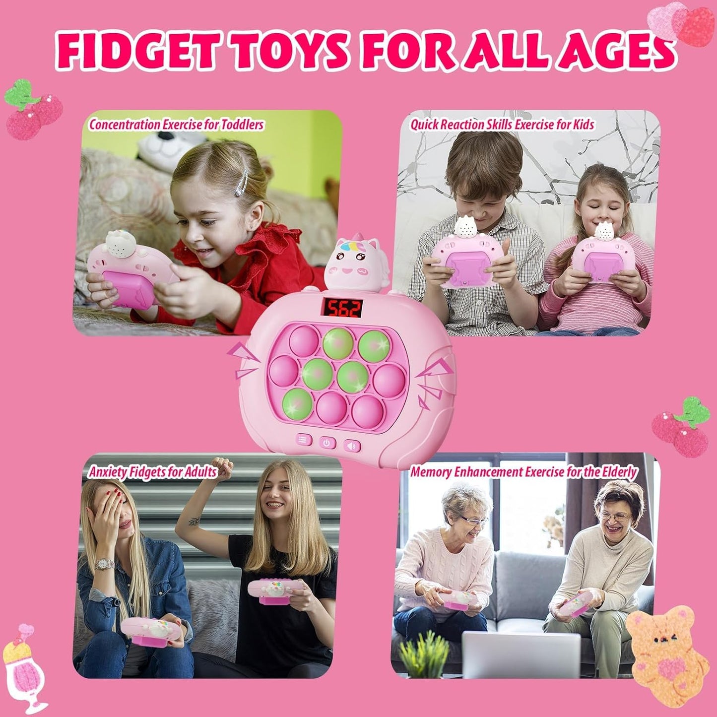 Fast Push Game Fidget Toys, Quick Push Pop Game, Fast Push Bubble Game Console, Fidget Toys, Light Up Pop Game for Kids and Adults, Birthday Gift