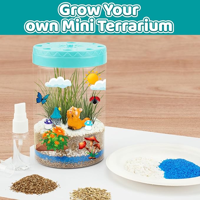 Light Up Terrarium Kit for Kids,Redpanda Gardening Kit for Boys and Girls,Creative Educational Gardening Toy,Arts and Crafts Activity Kits,Birthday Gifts for Ages 4 5 6 7 8-12