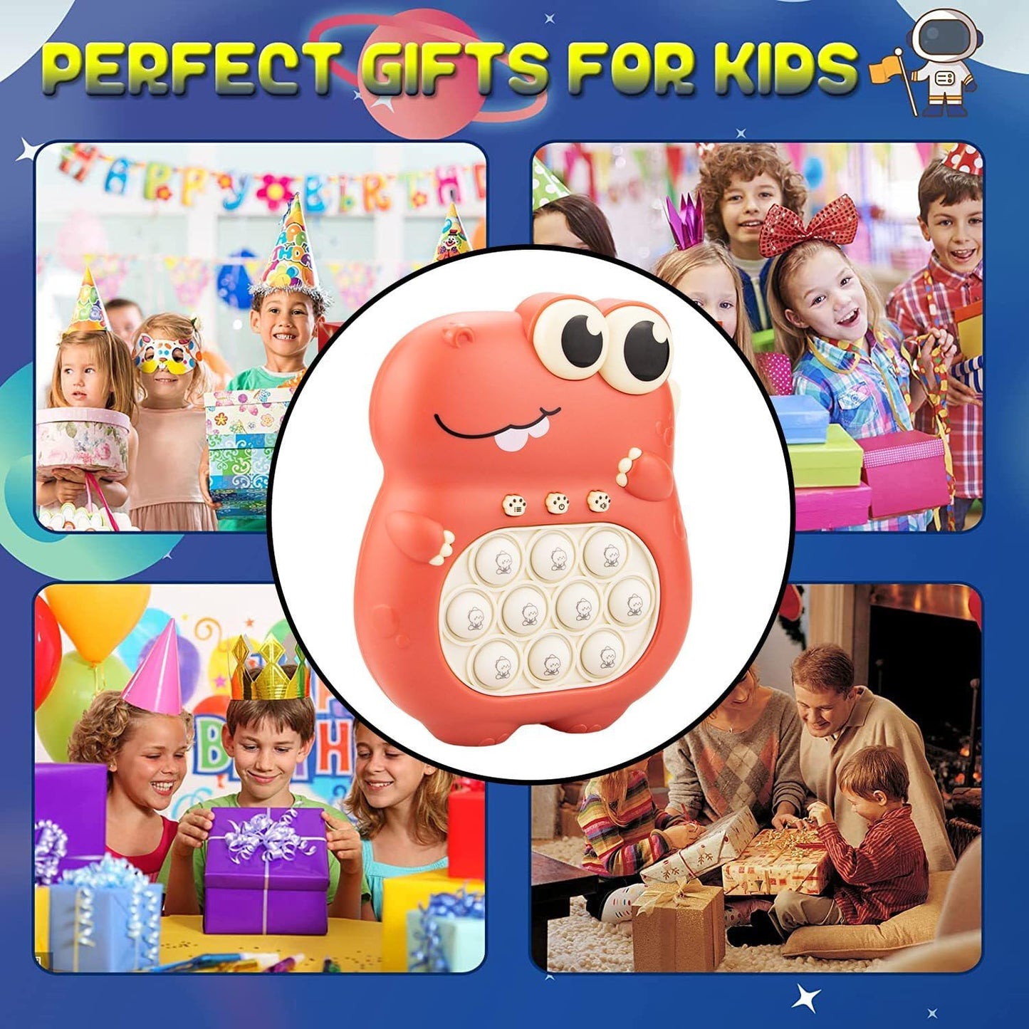 Fast Push Bubble Pop Fidget Toy, Electronic Light Up Game Console, Cool Birthday Gifts for 6 7 8 9 10-12 Year Boys and Girls Pop Up Stress Relief Toy, Concentration Speed Puzzle Game for Kids