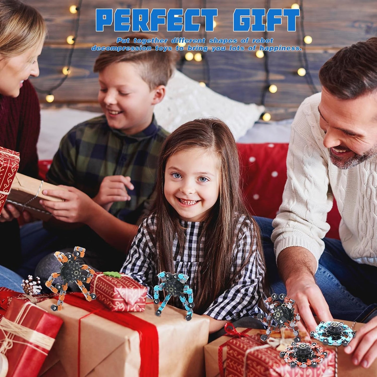 120 Pcs Transformable Fidget Spinners Bulk Robot Sensory Fidget Toys Stress Relief Spinner DIY Deformation Mechanical Gyro Toys Easter Party Favors for ADHD Autism Kids Adults