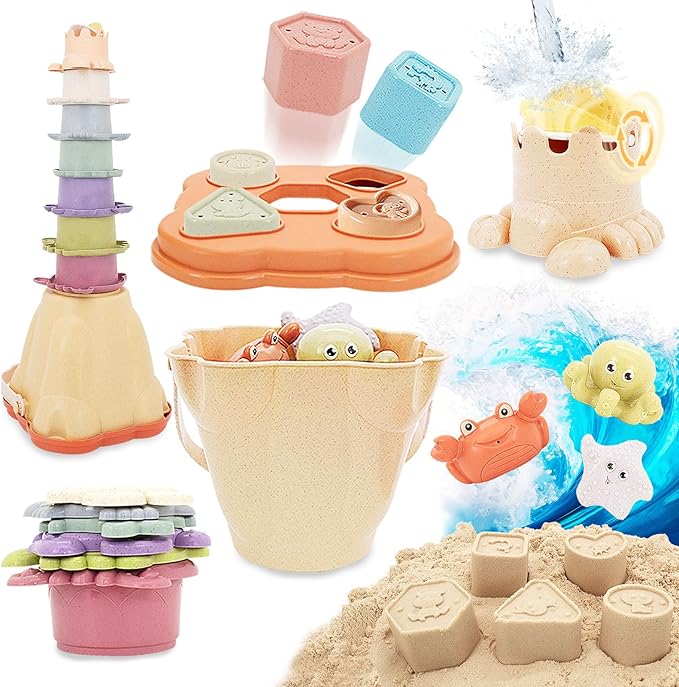 16 in 1 Montessori Toys Set,Stacking Toys for Toddler 1-3 Shape Sorters Stacking Cups Baby Toys for 6-12 Months Nesting Stack Cups, Infant Stackable Block for 6-48 Months Birthday Gift for Girl Boy