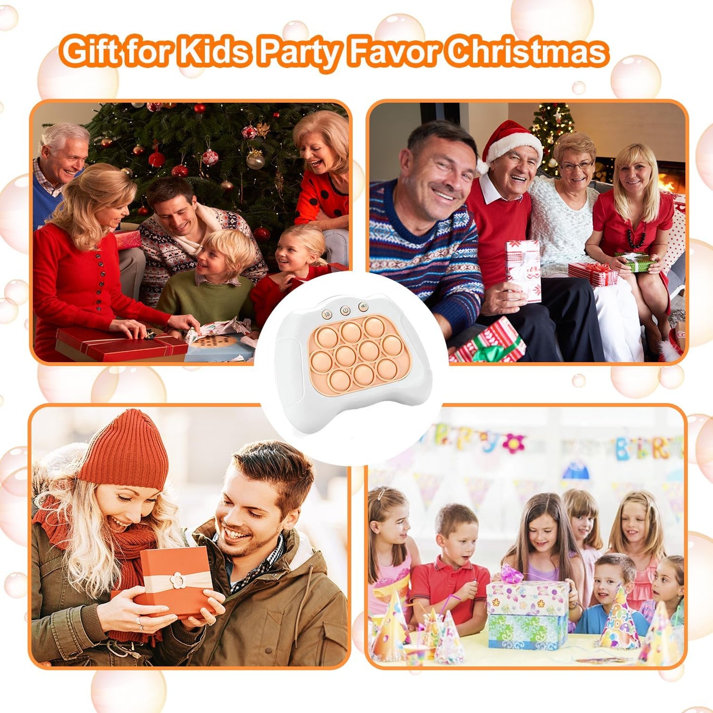 Quick Push Puzzle Game Machine Pop Fidget Light-Up Squeeze Poppet Sensory Toy Educational Push Pop Bubble Toy Stress Relief Party Favors Puzzle Game for Kids Teens Adults (White)