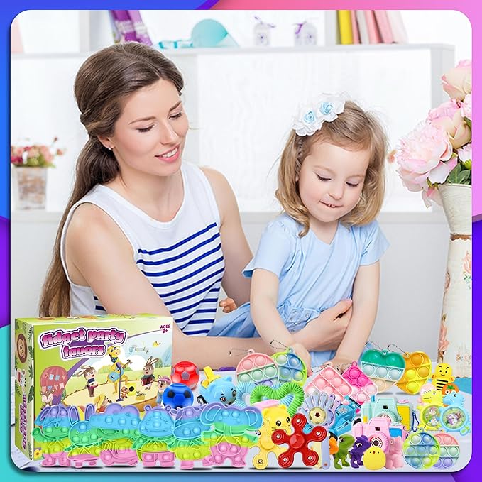 1000+ PCS Party Favors for Kids,Fidget Toys Pack,Christmas Stocking Stuffers,, Birthday Gift, Treasure Box,Goodie Bag Stuffers, Carnival Prizes, Toys Filler Sensory Toy for Classrooom