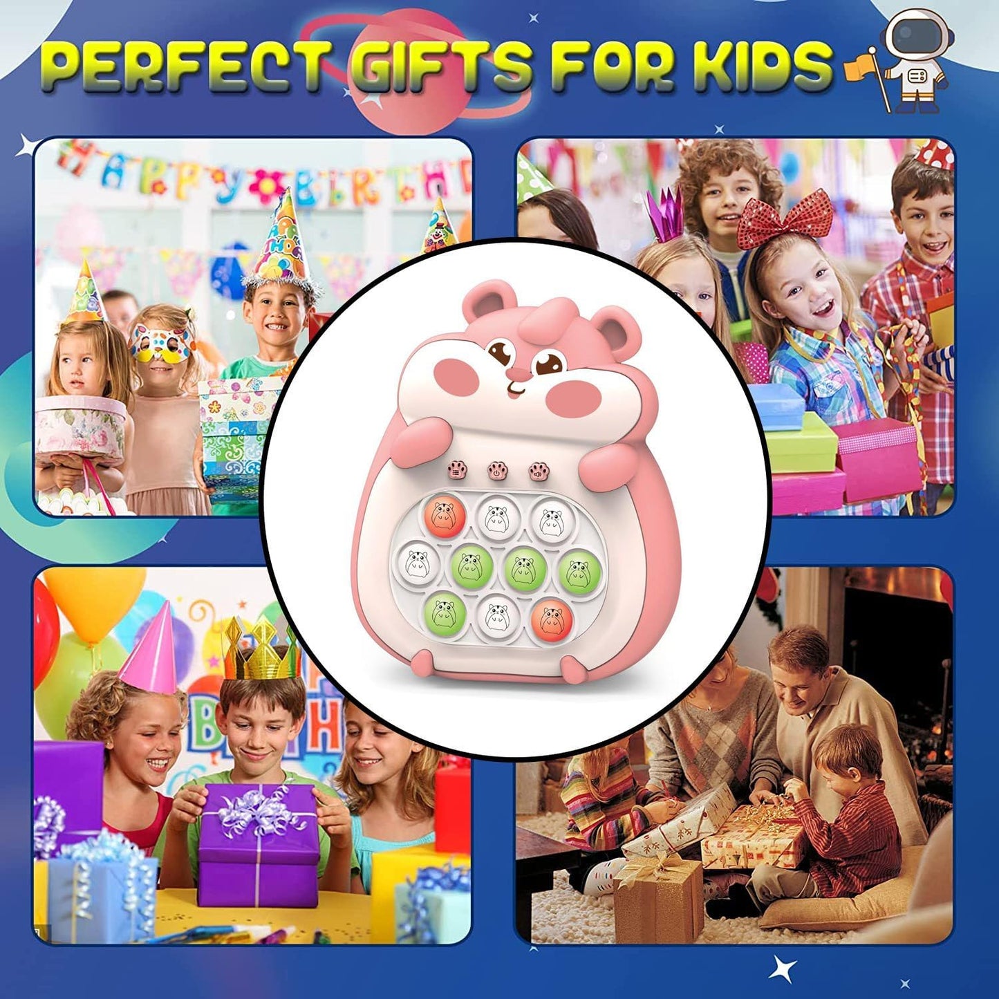 Fast Push Bubble Pop Fidget Toy, Electronic Light Up Game Console, Cool Birthday Gifts for 6 7 8 9 10-12 Year Boys and Girls Pop Up Stress Relief Toy, Concentration Speed Puzzle Game for Kids