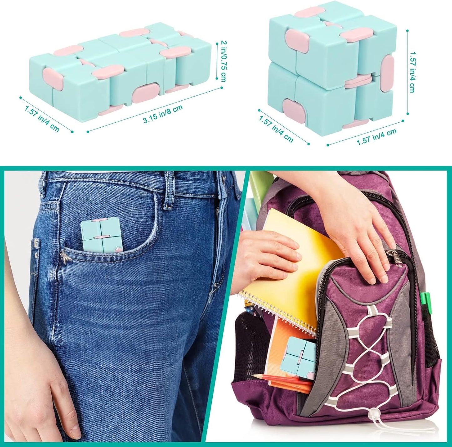 Infinitycube Fidget Toy Stress Relieving Fidgeting Game for Kids and Adults,Cute Pocket-sized Unique Gadget for Anxiety Relief and Kill Time (4, Macarons & Black White)