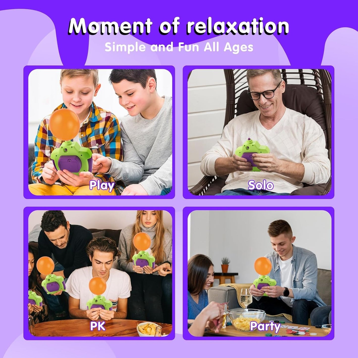 Boom of Balloons Pop Fidgets Kids Games Toys, Handheld Sensory Game with Balloons, Quick Push Game Console, Bubble Stress Pop Light Up Game